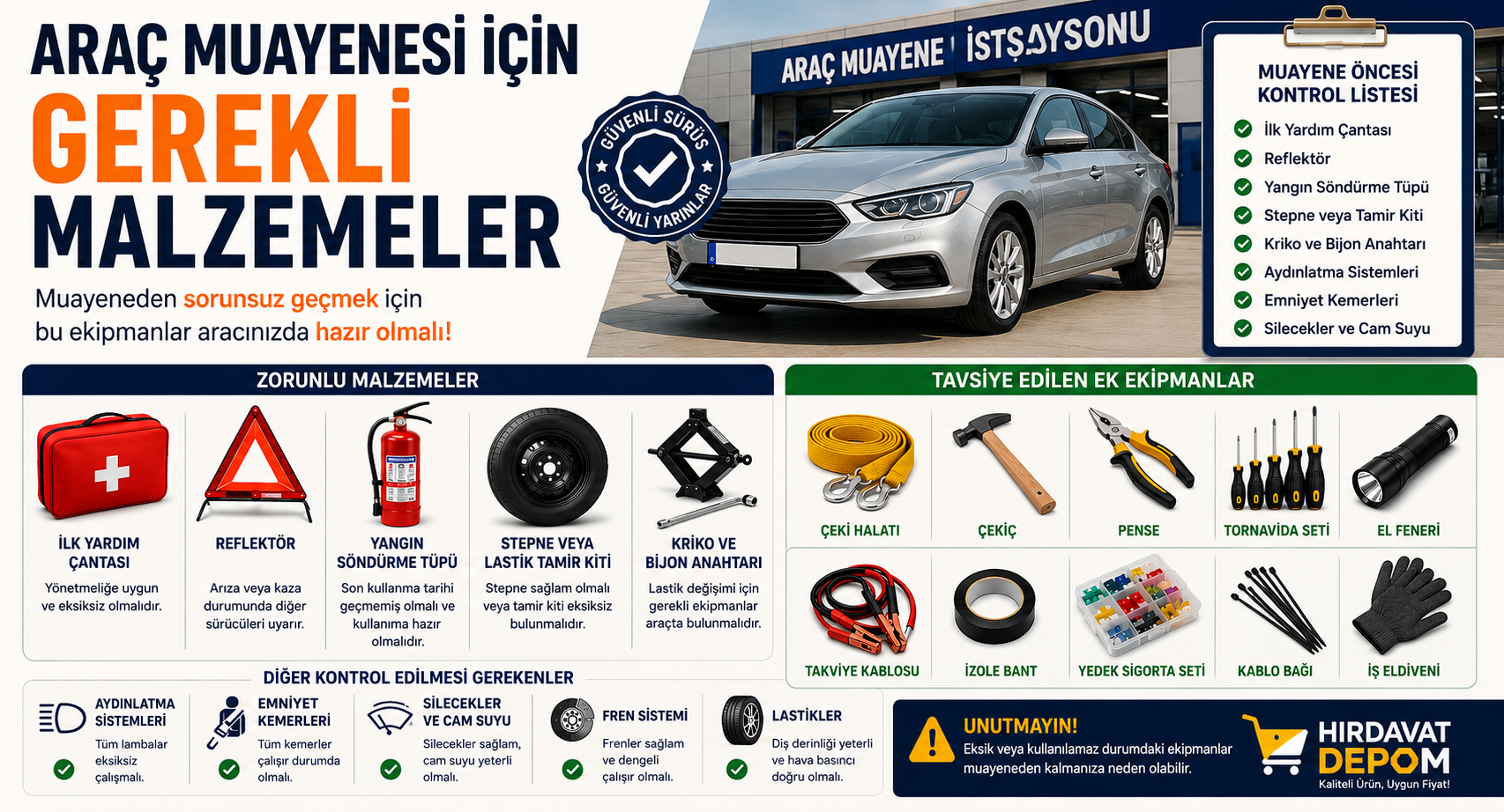 Araç Muayenesinden Geçmek İçin Gerekli Malzemeler Nelerdir? 2026 Güncel Rehber