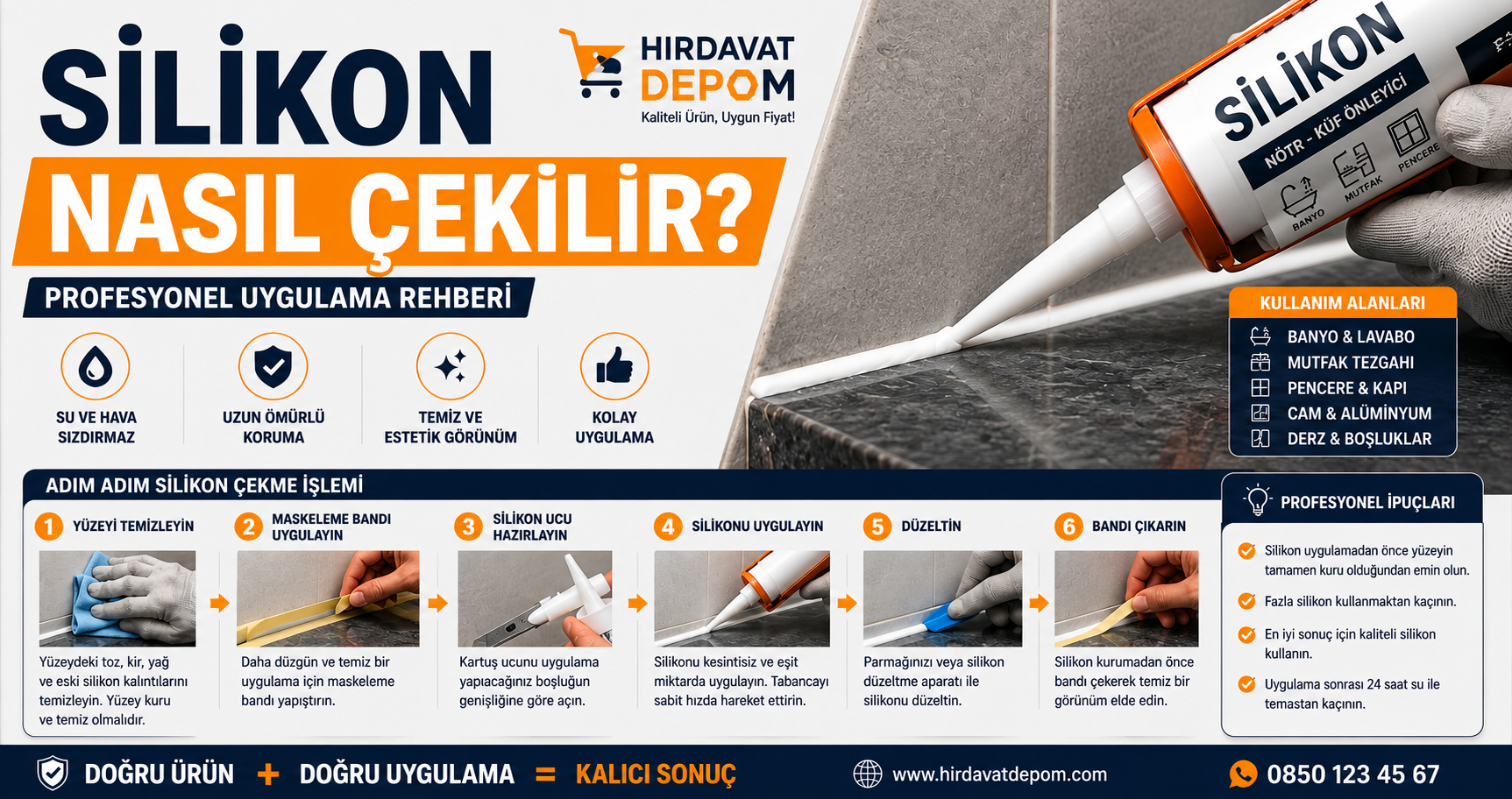 Silikon Nasıl Çekilir? Adım Adım Silikon Uygulama Rehberi