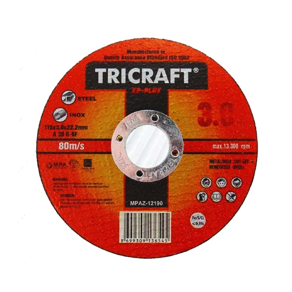 İnox Kesici Taş 180*3 Mm Tricraft