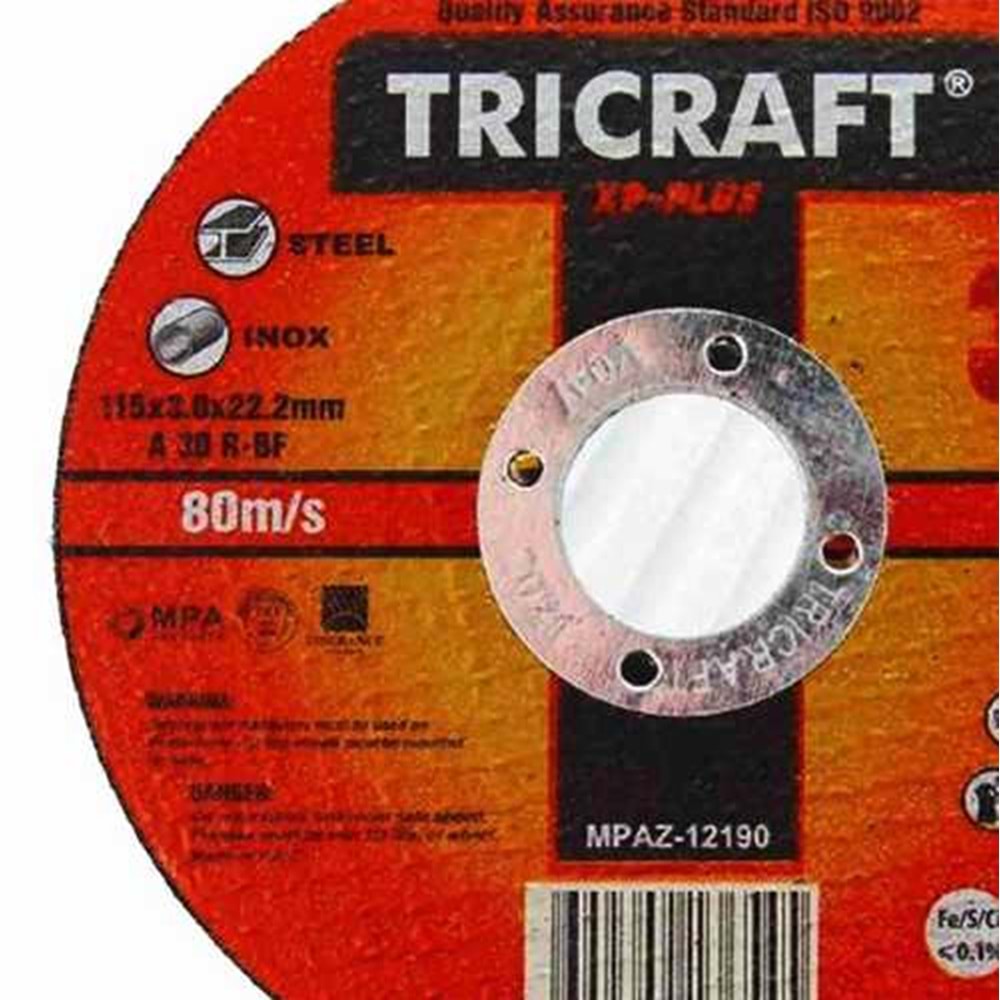İnox Kesici Taş 180*3 Mm Tricraft