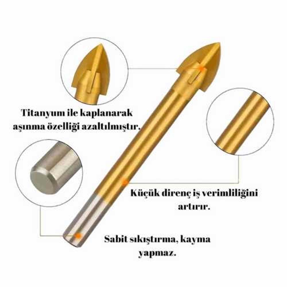 Cam Seramik Delme 8 mm Çok Amaçlı profesyonel Matkap Ucu
