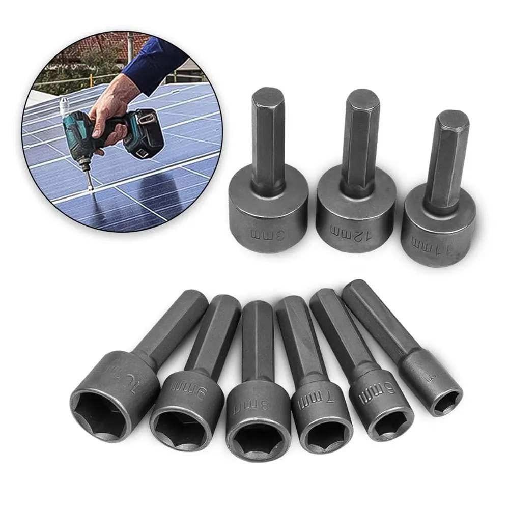 Somun Adaptörü Seti Manyetik 9 Parça 5-13 mm Çatı Adaptörü