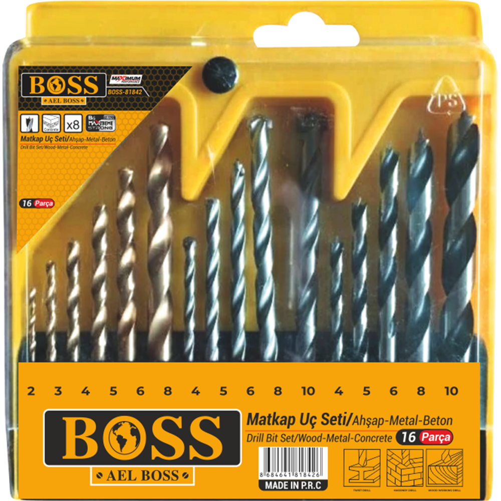 Matkap Ucu Seti Ahşap Beton Metal 16 Pcs