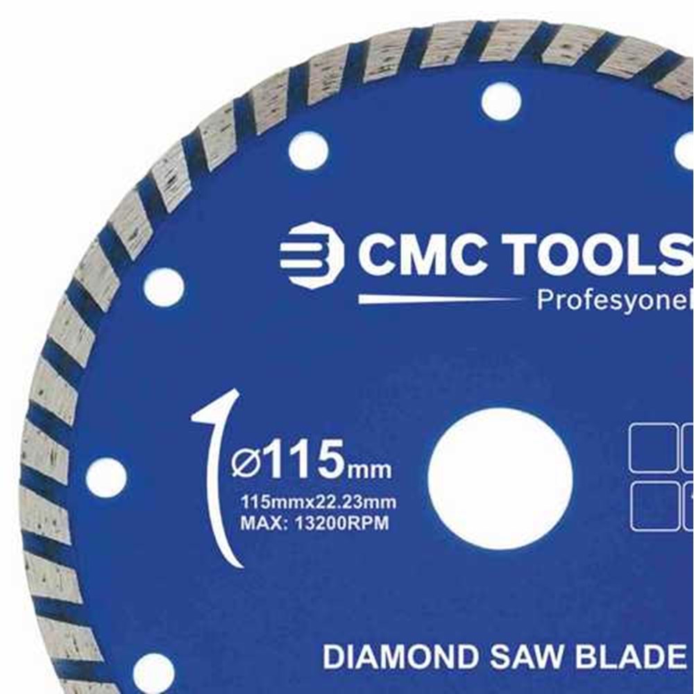 Elmas Testere 115*22 Mm Cmc Tools Turbo Elmas Testere Kesici Turbo Elmas Testere Seramik Elmas Kesici Granit Elmas Kesici