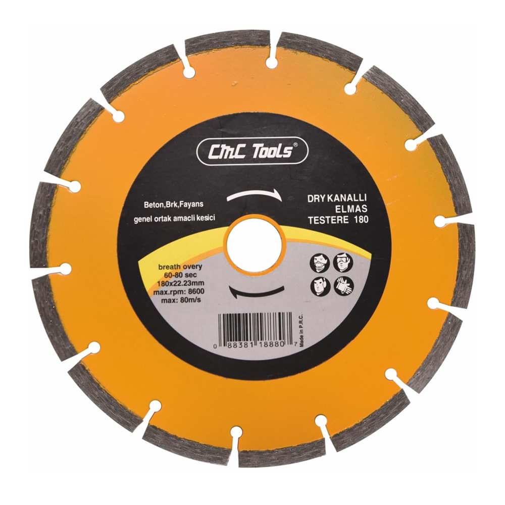 Elmas Testere 180*22 Mm Cmc Tools Soketli Turbo Elmas Testere Kesici Turbo Elmas Testere Soketli