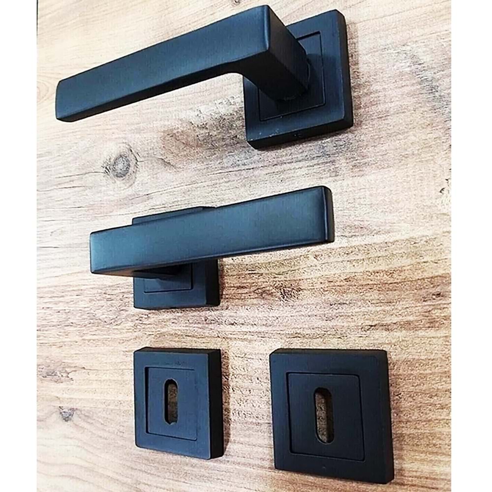 Kapı Kolu Lama Kare Rozetli Siyah Oda Kolu