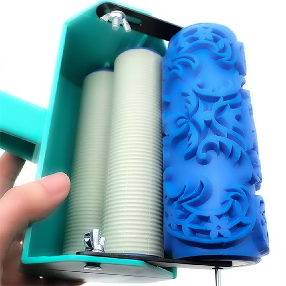 Rulo Desen Makinası +Desen Rulosu Hediye Duvar Dekorasyon Rulo Boya Köpük Boyama Desen Macun Rulo