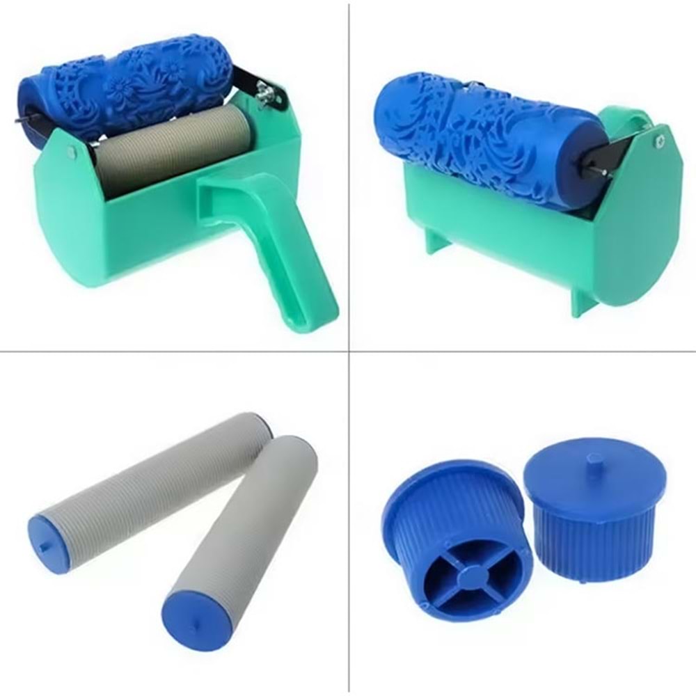 Rulo Desen Makinası +Desen Rulosu Hediye Duvar Dekorasyon Rulo Boya Köpük Boyama Desen Macun Rulo