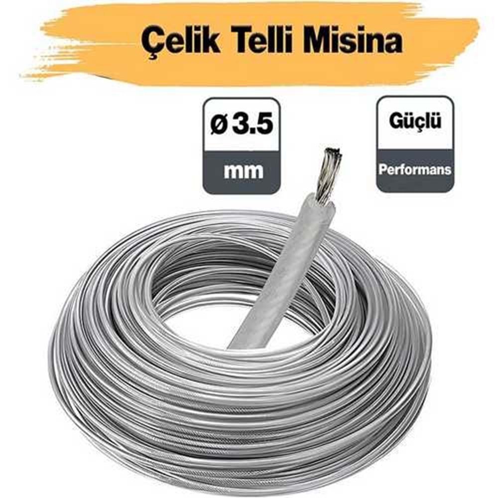 Misina İpi Çelik Telli Dmax 3.3 MM x 26 MT Tırpan Misinası