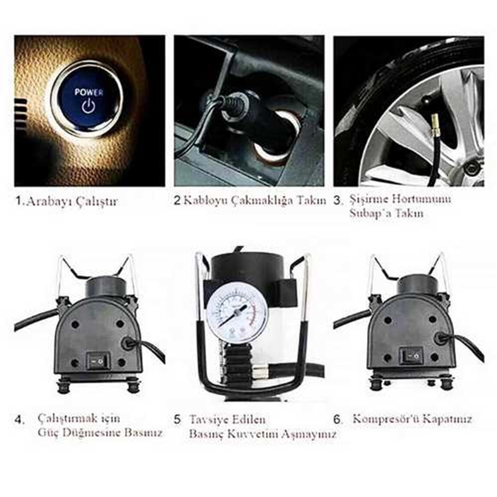 Hava Kompresörü Ecole Tek Piston 12 Volt Mini Hava Kompresörü Araç Hava Kompresörü