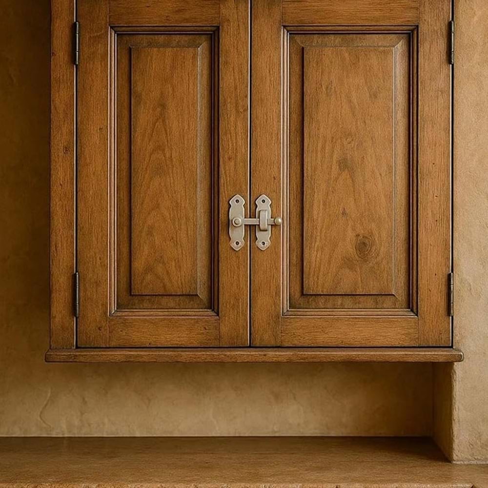 Ferforje Fransız Kilidi Saten Bahçe Kapısı Mandalı Eskitme Saten Kapı - Sandık - Kapak Mandalı Tırka