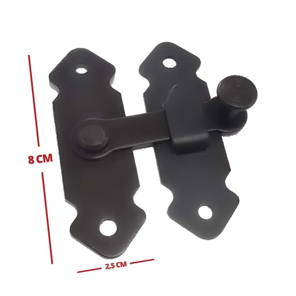 Ferforje Fransız Kilidi Bahçe Kapısı Mandalı Eskitme Siyah Kapı - Sandık - Kapak Mandalı Tırka