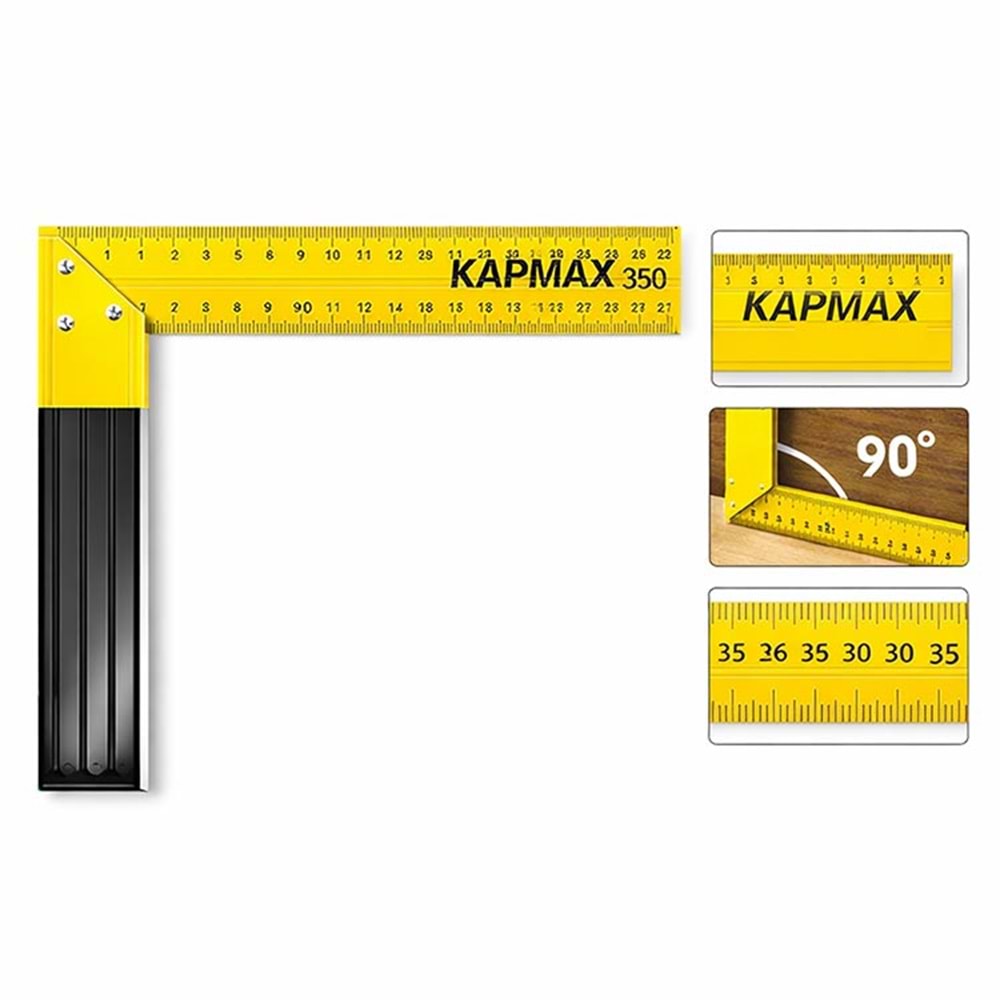 Sarı Gönye Kapmax 350 Mm Ölçüm Gönye