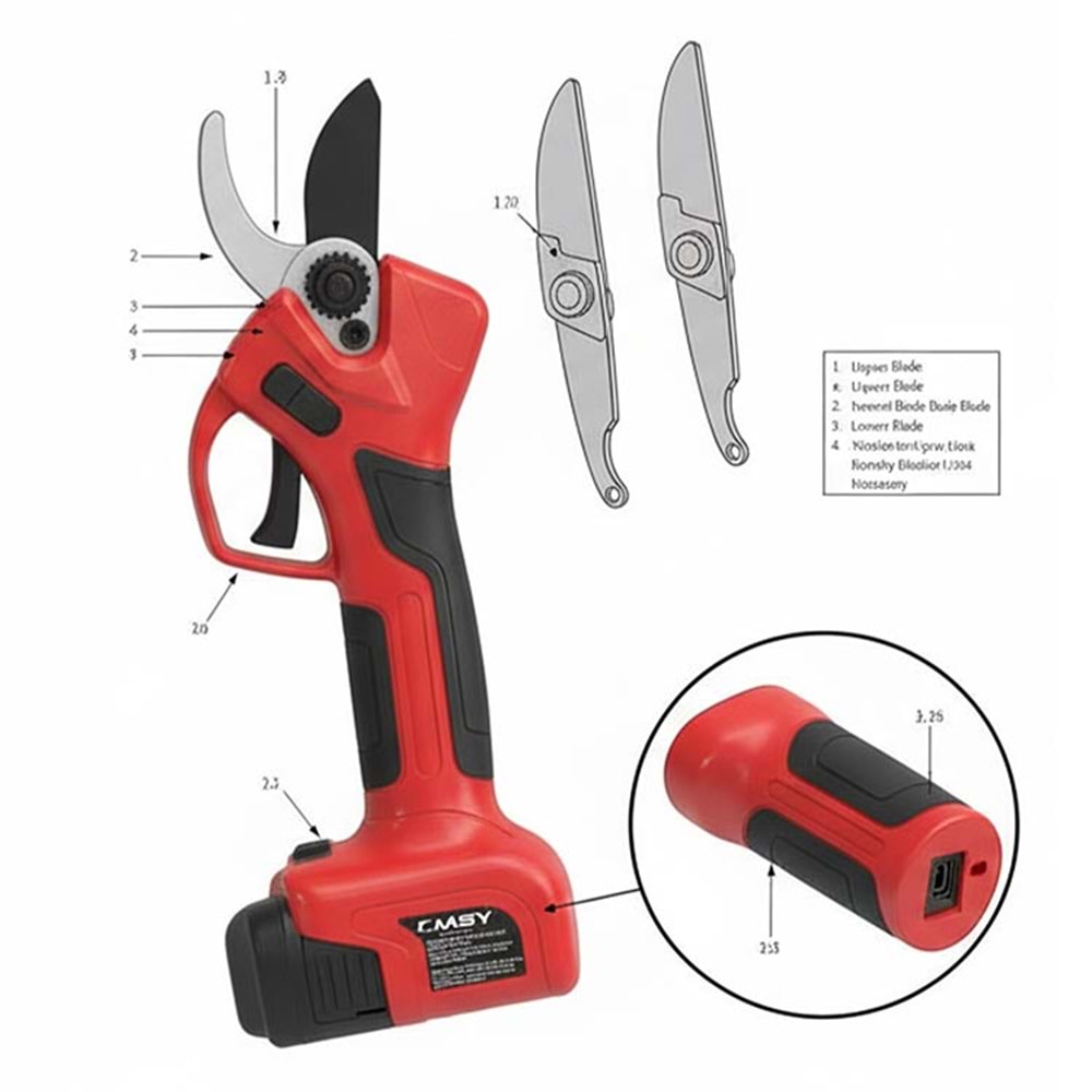 Akülü Budama Makası 32 mm Kömürsüz Motor 16.8V Şarjlı Dal Kesme