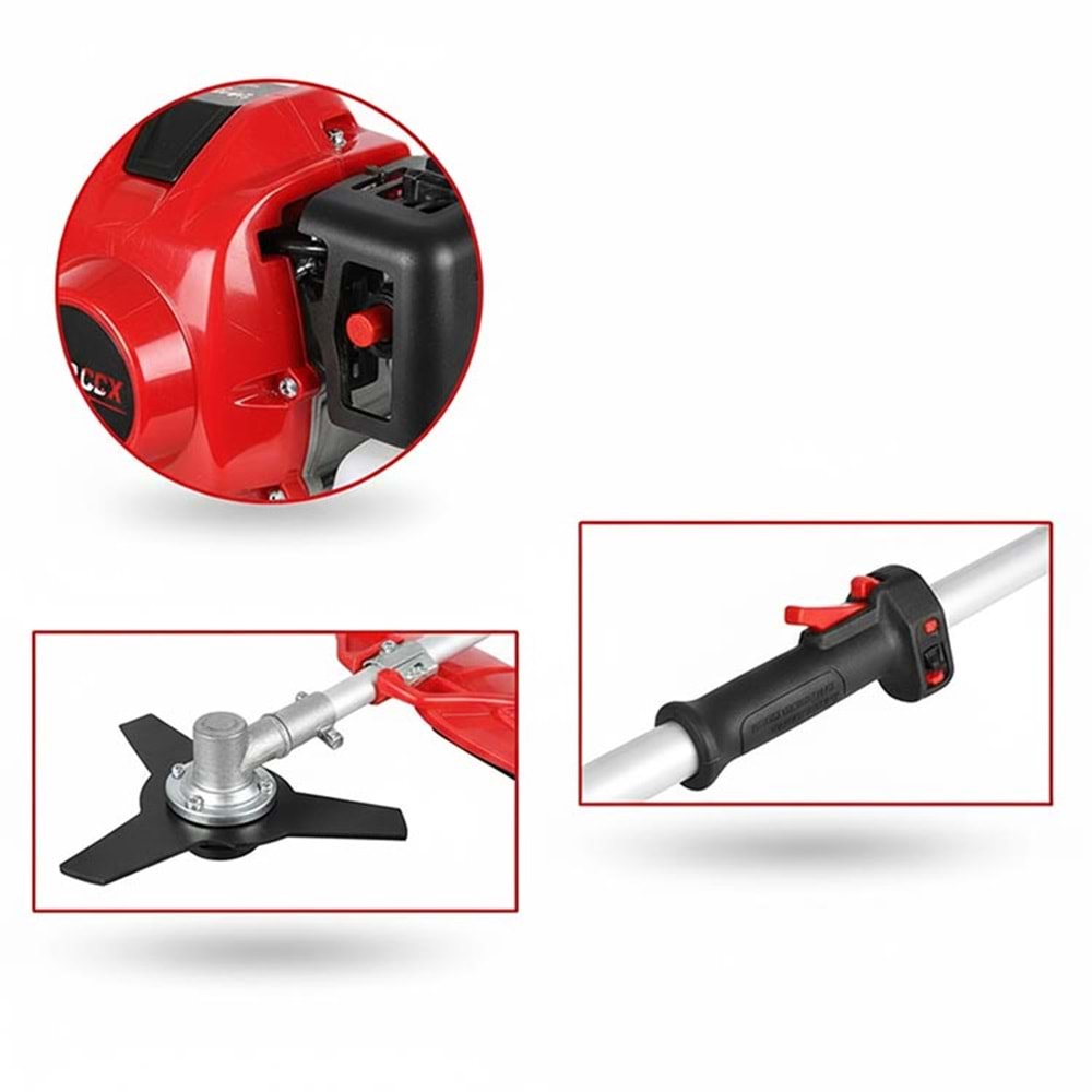 Benzinli Yan Tırpan 2.0 HP 51.7 cc İki Zamanlı Çim Biçme Motoru