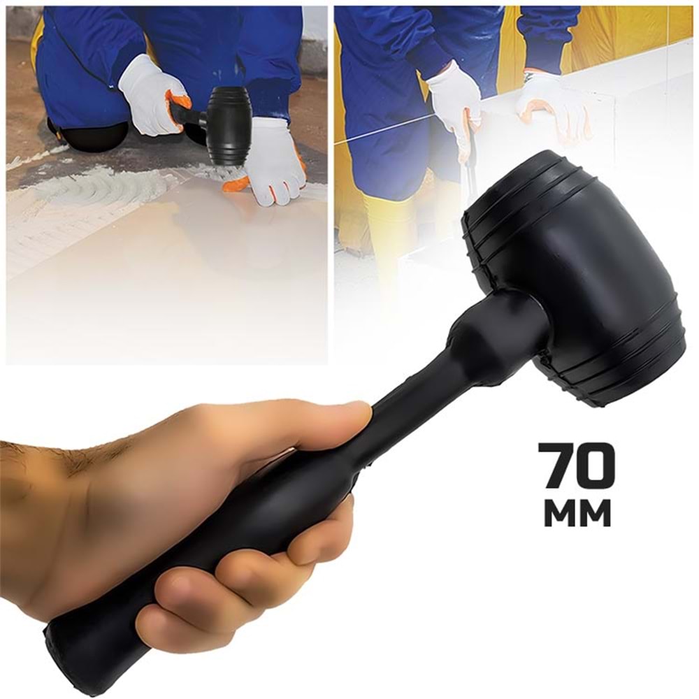 Tokmak 70 Mm Kauçuk Tokmak Fayans Fayansçı Tokmağı Çekiç Seramik Karo Döşeme Parke Tadilat 70’lık Siyah