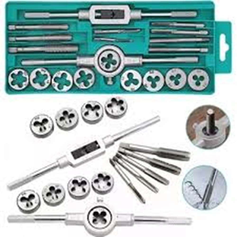 Kılavuz Pafta Takımı Metrik Seti 20 Parça Diş ve Yiv Açma Kılavuz Seti Pafta Seti Kılavuz Seti