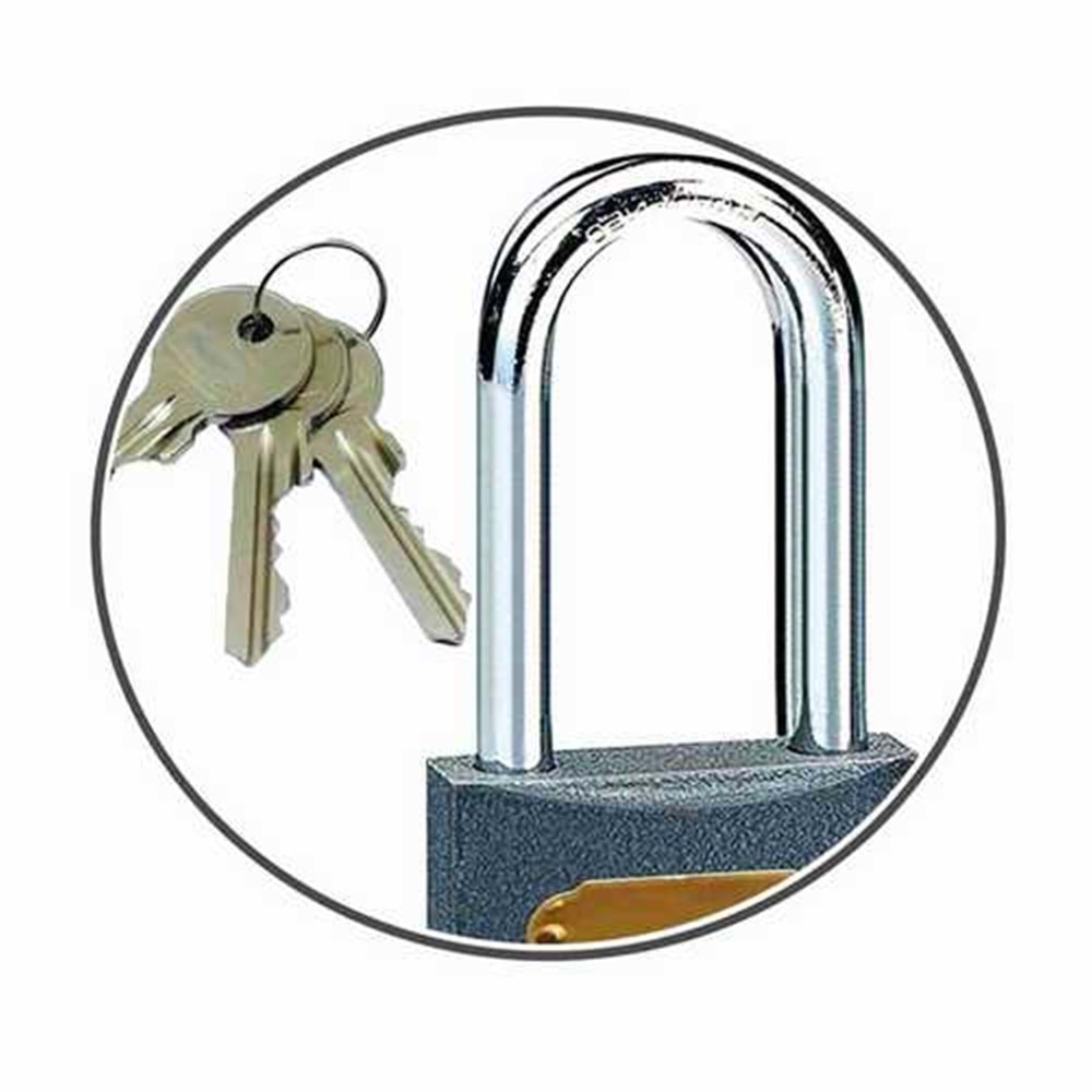 Asma Kilit Star MŞM Gri Uzun Asma Kilit 50mm