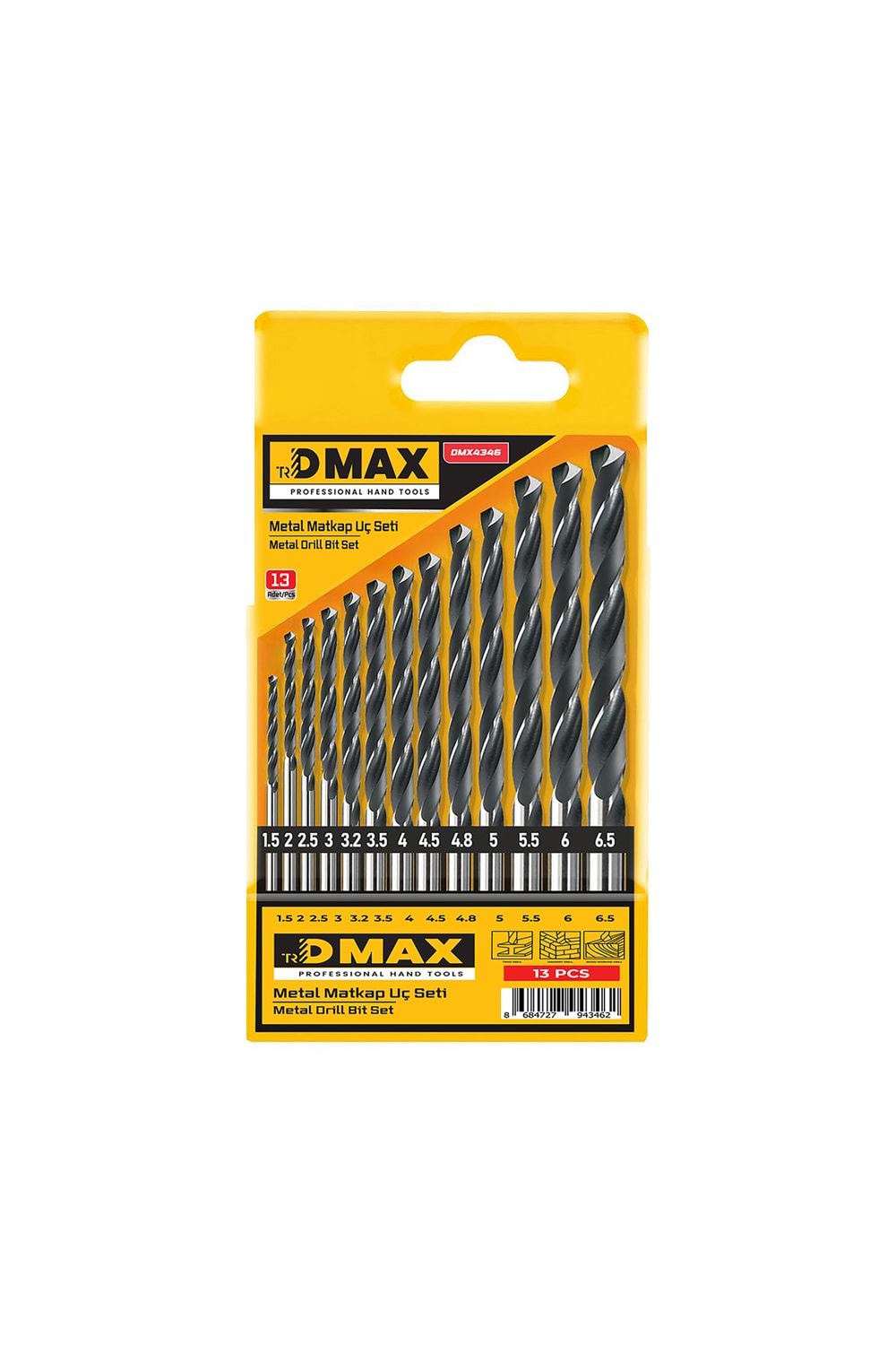 Matkap Uç Seti 13 Parça Dmax HSSprofesyonel dayanıklı Metal Delme Seti