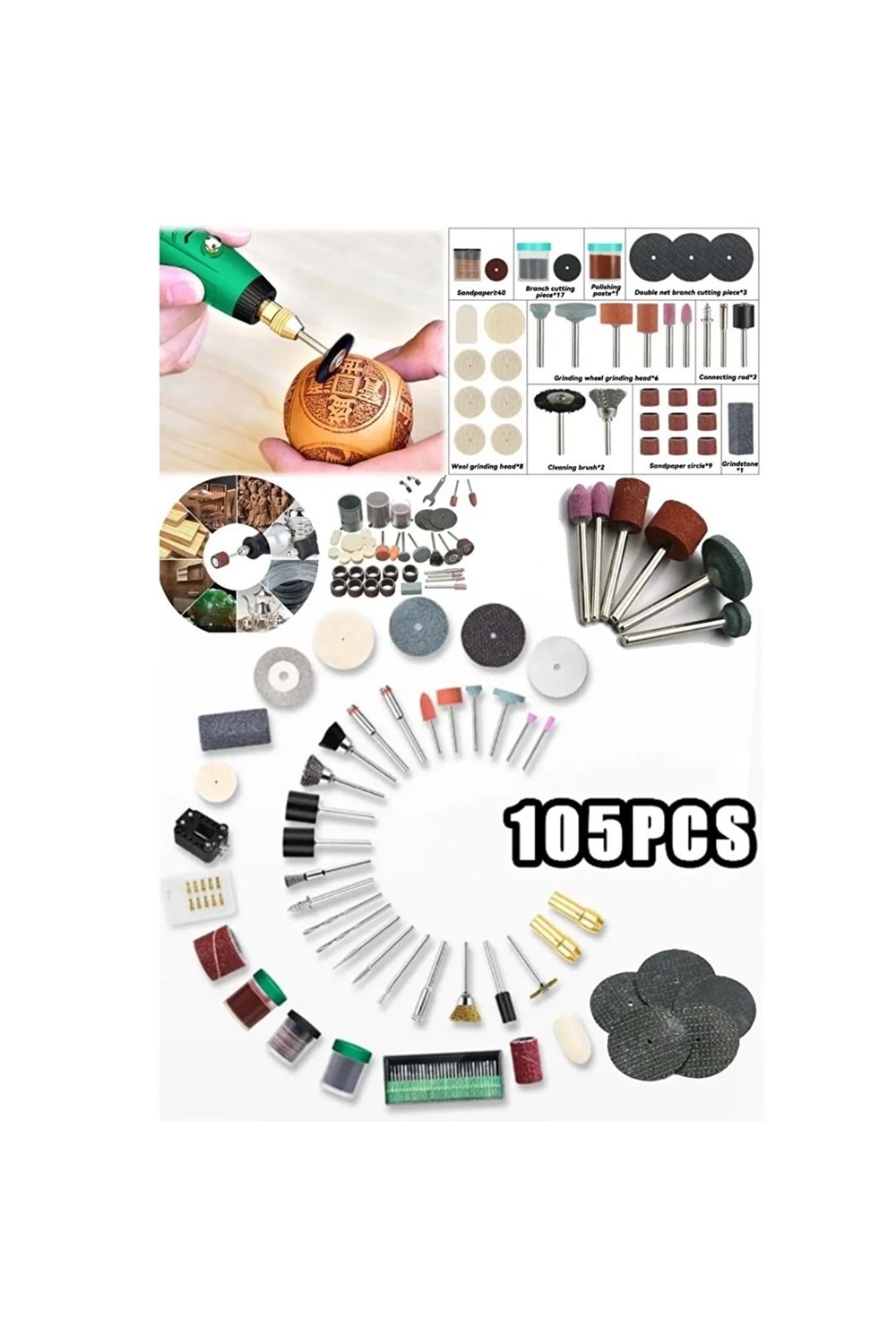 Gravür Kalıpçı Seti 105 Parça Metal Taşlama habi Oyma