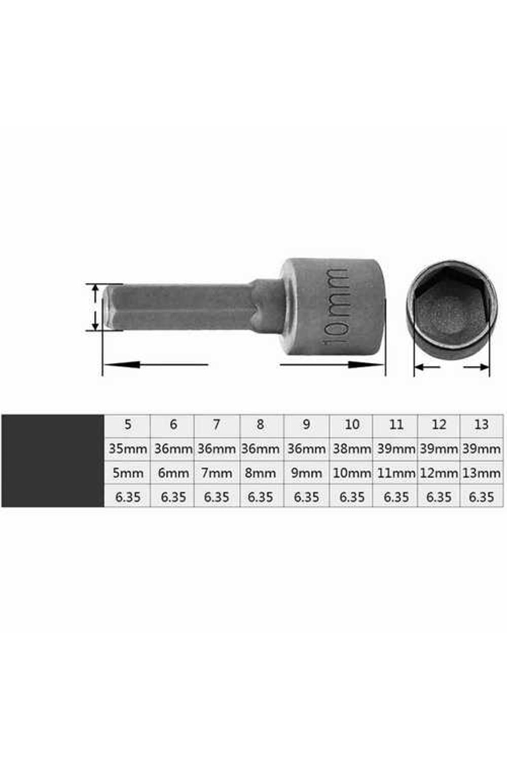 Somun Adaptörü Seti Manyetik 9 Parça 5-13 mm Çatı Adaptörü