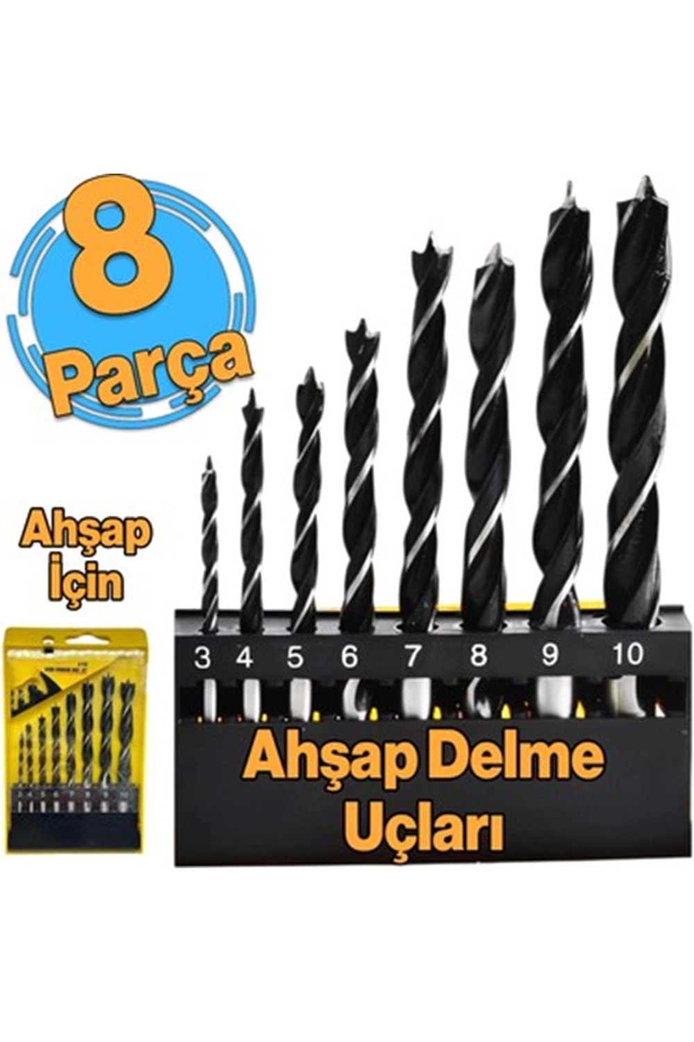 Ahşap Matkap Ucu Seti 8 Parça Profesyonel Ahşap Delme Seti