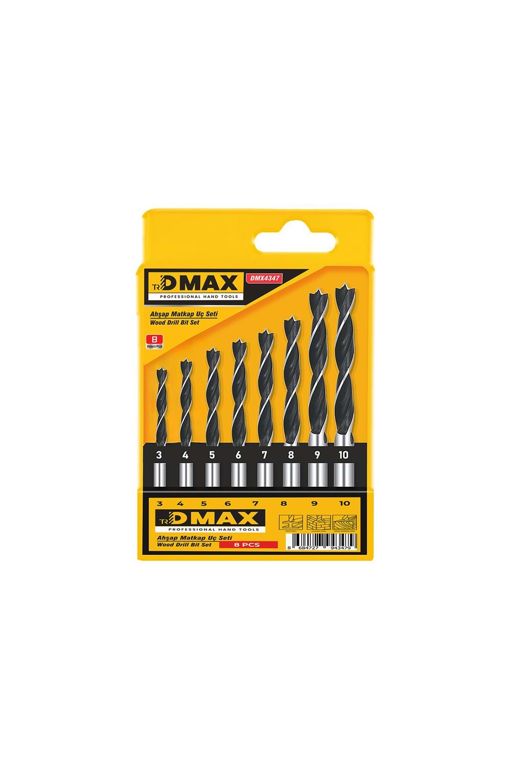 Matkap Uç Seti 8 Parça Ahşap Matkap Uç Seti Dmax