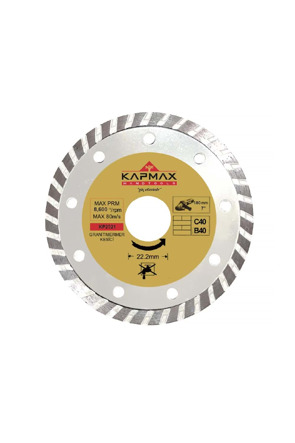 Elmas Testere 115*22 Mm Kapmax Turbo Elmas Testere Kesici Turbo Elmas Testere Seramik Elmas Kesici Granit Elmas Kesici