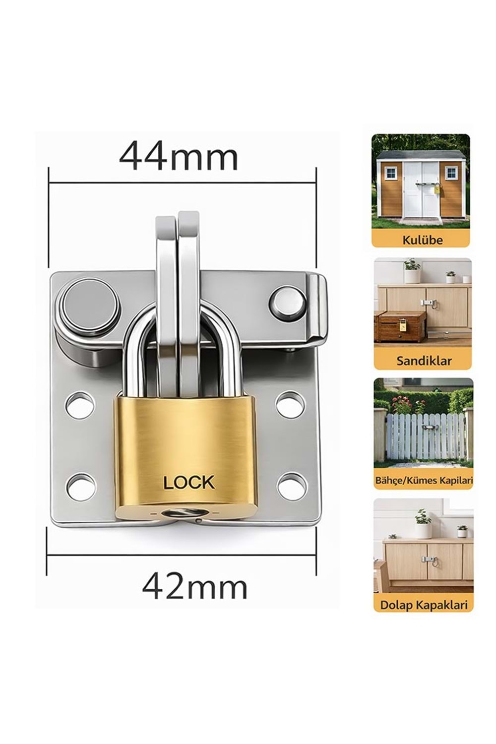 Kuzine Mandalı 44x42 mm Bahçe Dolap Kilidi Kilit Takılabilir