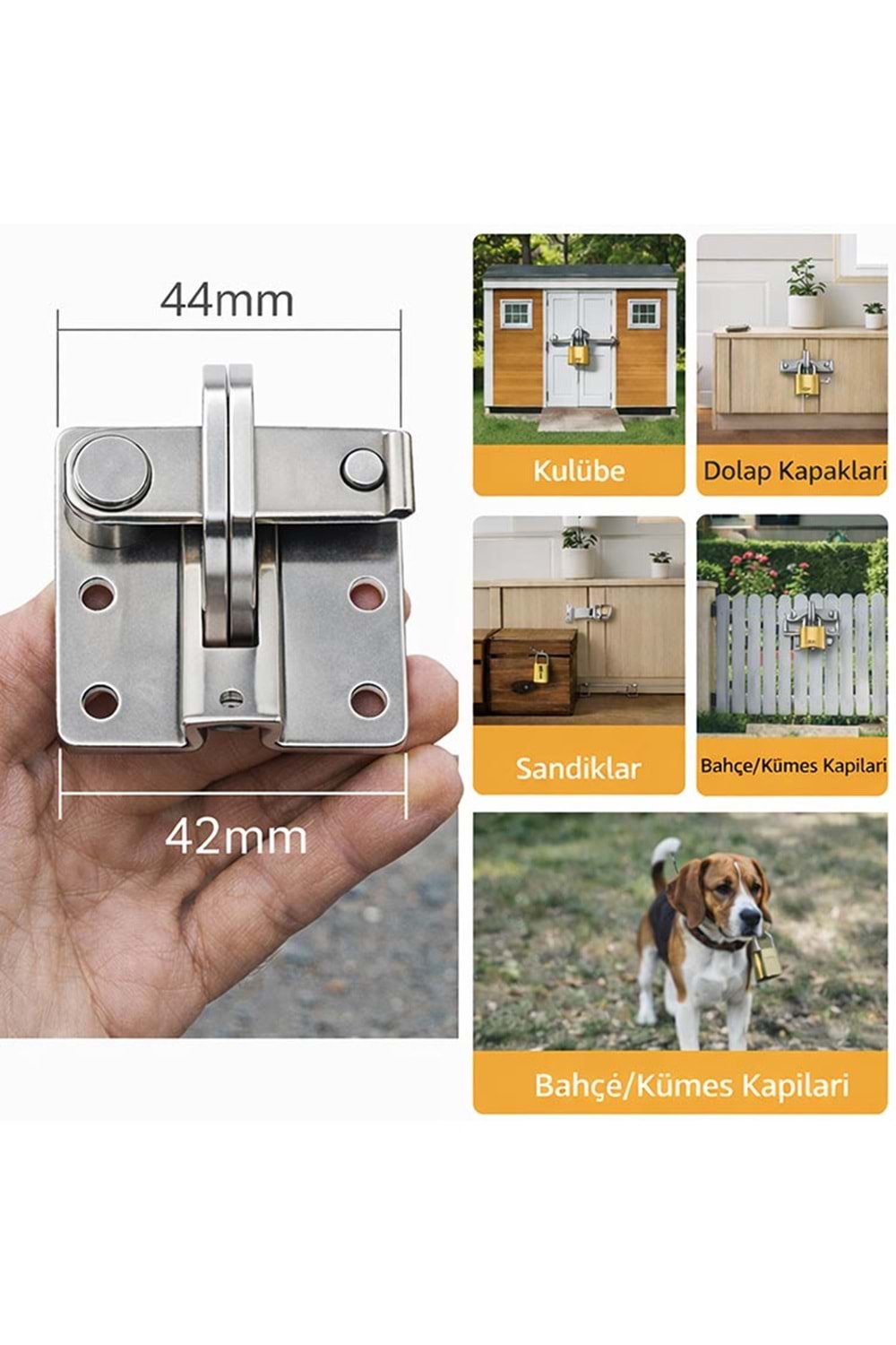 Kuzine Mandalı 44x42 mm Bahçe Dolap Kilidi Kilit Takılabilir