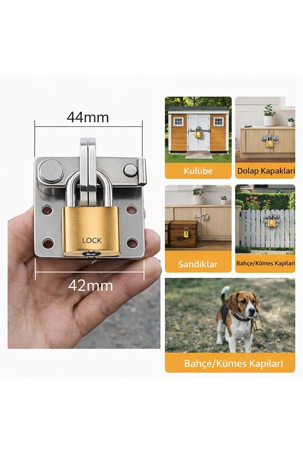 Kuzine Mandalı 44x42 mm Bahçe Dolap Kilidi Kilit Takılabilir