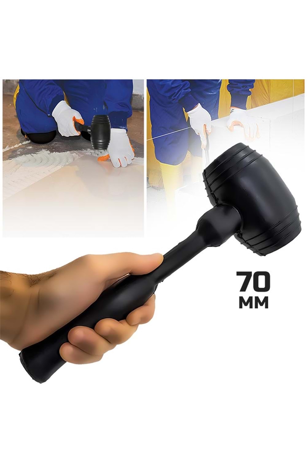Tokmak 70 Mm Kauçuk Tokmak Fayans Fayansçı Tokmağı Çekiç Seramik Karo Döşeme Parke Tadilat 70’lık Siyah