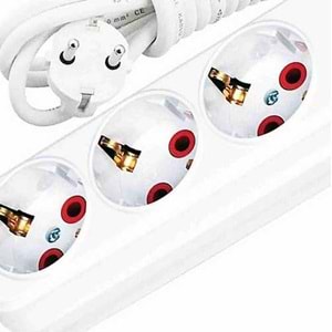 Grup Priz 3’lü 3 Metre Kablolu Topraklı Uzatma Kablosu