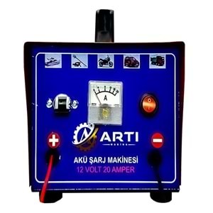 Akü Şarj Cihazı 12V-20 Amper Bakır Sargılı Akü Şarj Aleti