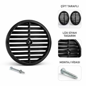 Doğalgaz Cam Menfezi Lüx Siyah Havalandırma Aparatı