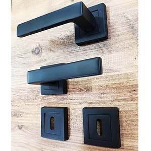 Kapı Kolu Lama Kare Rozetli Siyah Oda Kolu