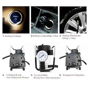 Hava Kompresörü Ecole Tek Piston 12 Volt Mini Hava Kompresörü Araç Hava Kompresörü
