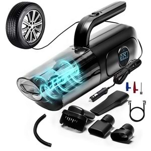 4'ü 1 arada Dijital Göstergeli Güçlü Emişli Elektrikli El Süpürgesi ve Lastik Şişirme Hava Kompresörü