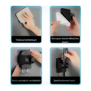 Duş Başlığı Tutucu Siyah Ayarlanabilir El Duş Tutacağı Duş Askısı