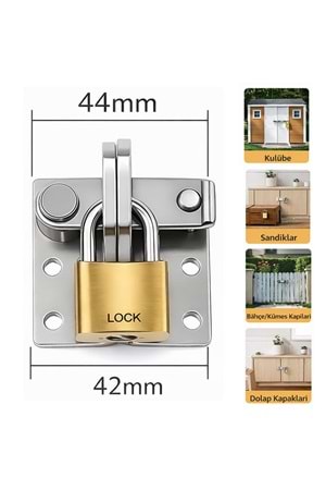 Kuzine Mandalı 44x42 mm Bahçe Dolap Kilidi Kilit Takılabilir