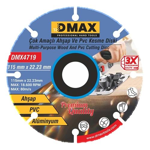 Çok Amaçlı Ahşap ve PVC Kesme Diski 115mm x 22-23mm DMAX