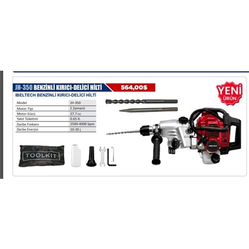 İBELTECH JH-350 Benzinli Kırıcı-Delici Hilti
