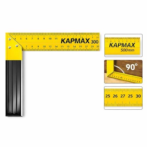 Sarı Gönye Kapmax 300 Mm Ölçüm Gönye