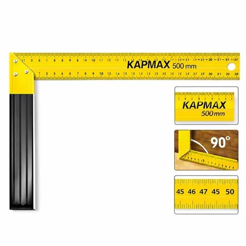 Sarı Gönye Kapmax 500 Mm Ölçüm Gönye