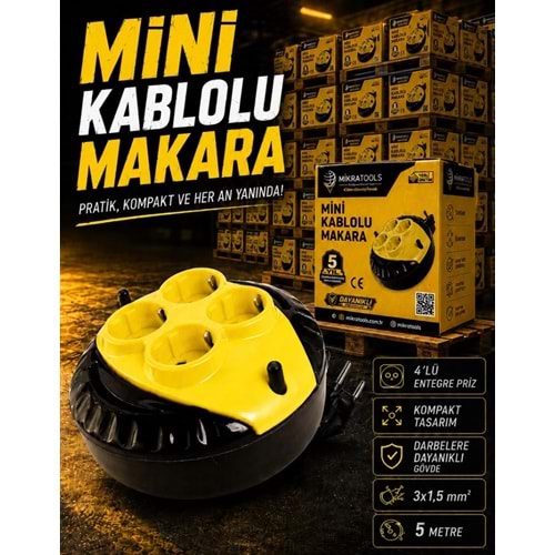 Makaralı Kablo Mini 3x1.5 5MT