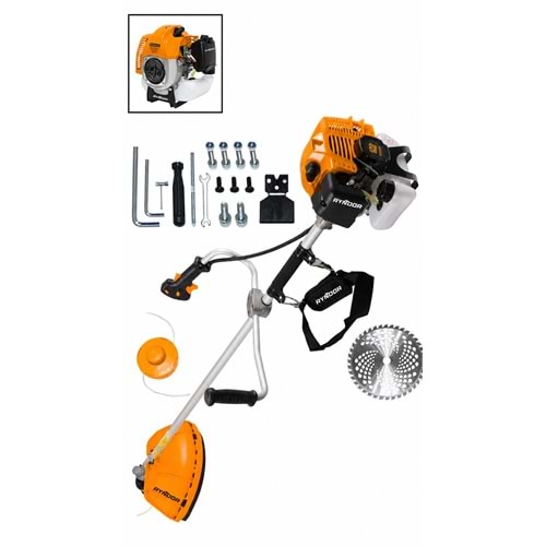 Benzinli Yan Tırpan 2.25 HP 51.7 cc İki Zamanlı Çim Biçme Motoru Ryndor