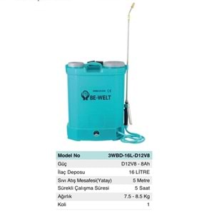 İlaçlama Pompası Akülü 16 Litre