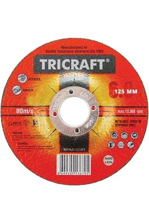 İnox Kesici Taş 125*1 Mm Tricraft profesyonel taş
