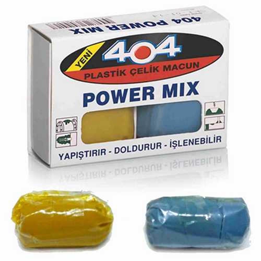 Çelik Macun Yapıştırıcı Power Mix 40 Gr 404 Plastik Çelik Macun Yapıştırıcı Sun Fix