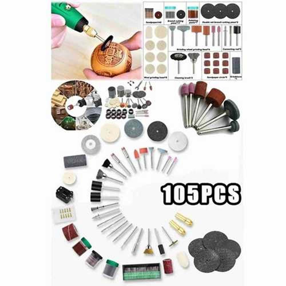 Gravür Kalıpçı Seti 105 Pcs 105 Parça Metal Zımpara Gravür Taşlama Oyma Seti Kalıpçı Takımı